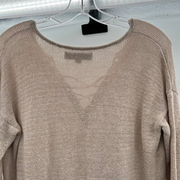 Ann Taylor Loft Women's Crisscross Tie Neck Pullover Sweater Beige Size Medium - Picture 6 of 9